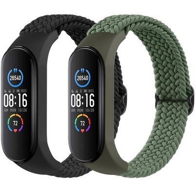 2 Pack Nylon Bands for Xiaomi Mi Band 7/6/5/4/3, Soft Braided Nylon Solo Spor...