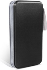 CD DVD Case - 96 Capacity DVD Disc Storage Binder Wallet - Portable Hard Black