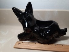 Vintage MCM Scottish Terrier Black Scottie dog ceramic planter