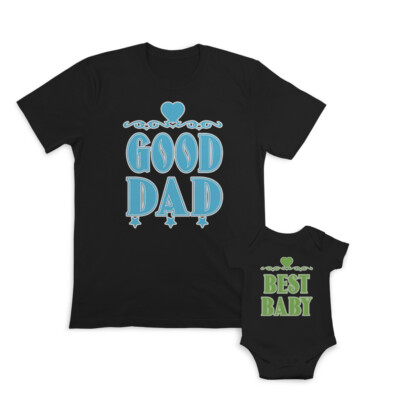 Dad and Baby Matching Outfits Clothes Good Dad Heart Star - Best Baby Heart Knit
