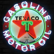 Texaco Star Neon sign Gasoline Gas and Motor Oil wall lamp light pump Globe OLP
