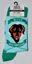 NWT Sock Atomica Blue Unisex Adult Black Dachshund Dog Calf Socks Big Size