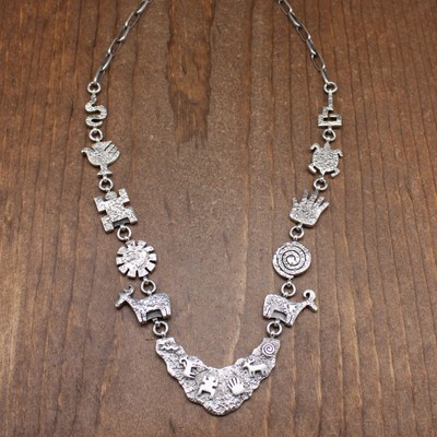 Sterling Silver Petroglyph Design Necklace by Herman Vandever Navajo