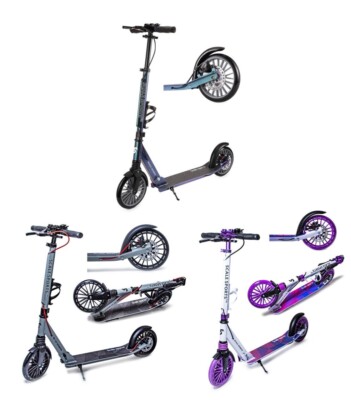 Kinder City Federung Push Tretroller klappbar groß 200 mm Räder mit Scheibe