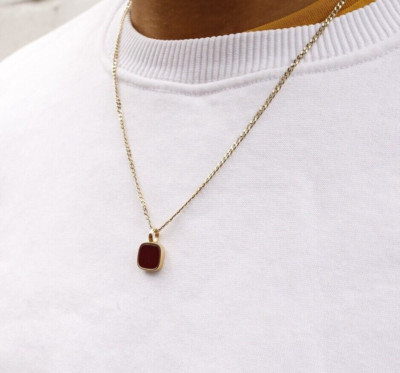 Red Ruby Necklace 925 Silver Ruby Pendant Men's Necklace Birthday Gift For Boys
