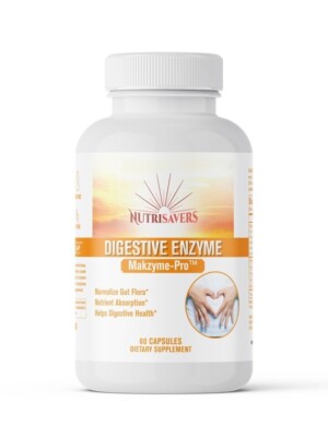 Digestive Enzyme 60 Caps - Supports Digestion, Protein, Carb & Sugar Breakdown