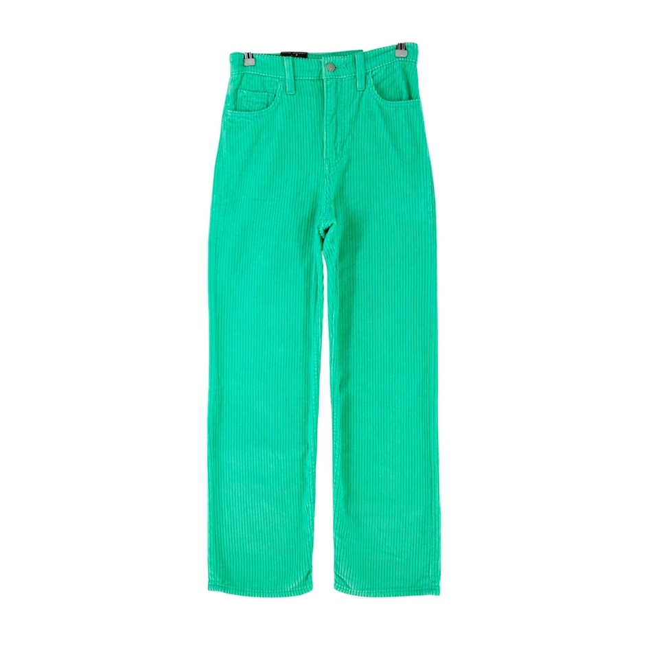 Levi's Women Green Ribcage High Rise Straight Fit Ankle Corduroy Pants W29 L29 - Image 4 of 4