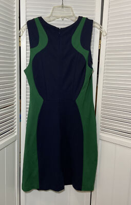 41 Hawthorn Womens Dress Sleeveless Navy Green Sheath Color Block Stretch  Sz M | eBay
