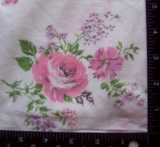 Vintage  FEEDSACK? pink roses cotton *F