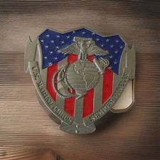 United States Marine Corps Belt Buckle pewter enamel semper fi Enamel Usmc Vtg