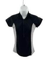 NWT O'Neill Front Zip Cap Sleeve Rash Guard Top Women S Black/Coastal Sz M HTF