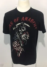 Sons Of Anarchy Men's Medium Shirt Black Unique Graphics USA Flag Rare