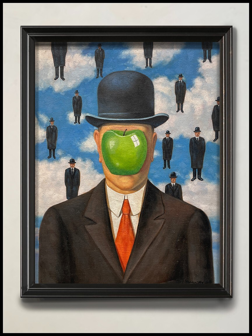 By Rene Man Bowler Hat Apple Magritte Apple Face Rene Magritte