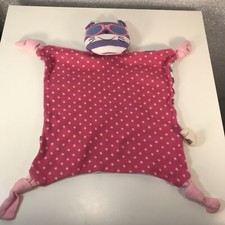 Organic Farm Buddies Kitty Cat Security Blanket Lovey Purple White Stripes Pink