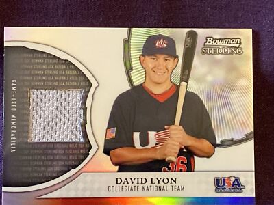 2011 Bowman Sterling David Lyon Game Jersey Collegiate national team Refractor
