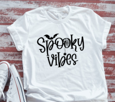 Spooky Vibes, Halloween, White, Unisex Short Sleeve T-shirt
