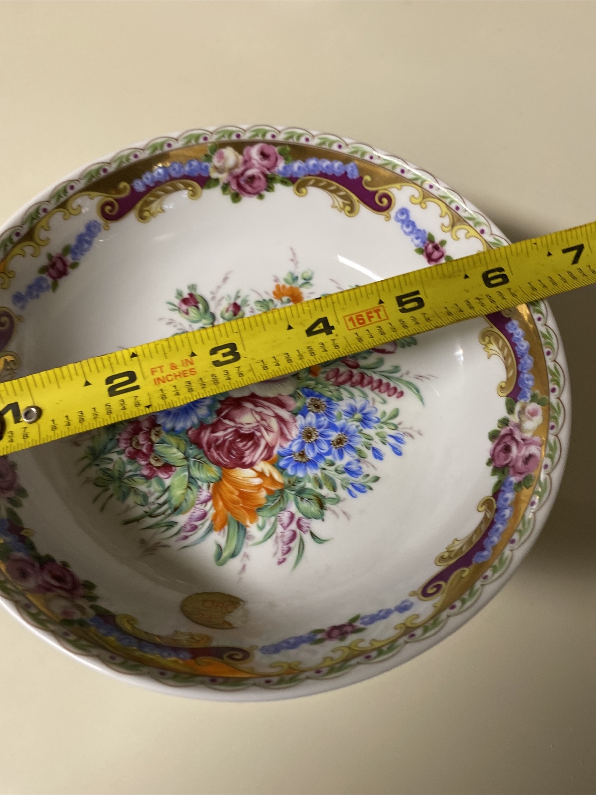 Beautiful Vintage Depos Pedestal Compote Bowl HandPainted Oro 24k Amazing! HTF