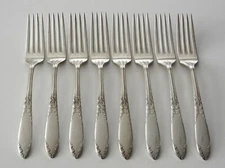National Silver KING EDWARD Silverplate 8 DINNER FORKS Flatware