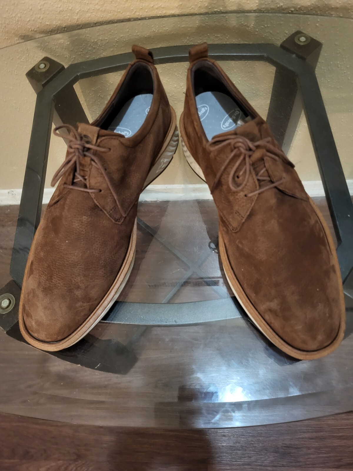 SAOLA Scarpe da uomo Ecco marrone shock thru in pelle scamosciata. Taglia 46 12 le condizioni sono molto buone.