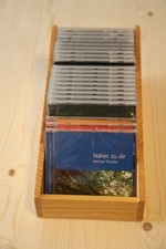 CD Aufbewahrungsbox Holz Ständer 3 Kammern 27 CDs Präsentation *** Handgefertigt