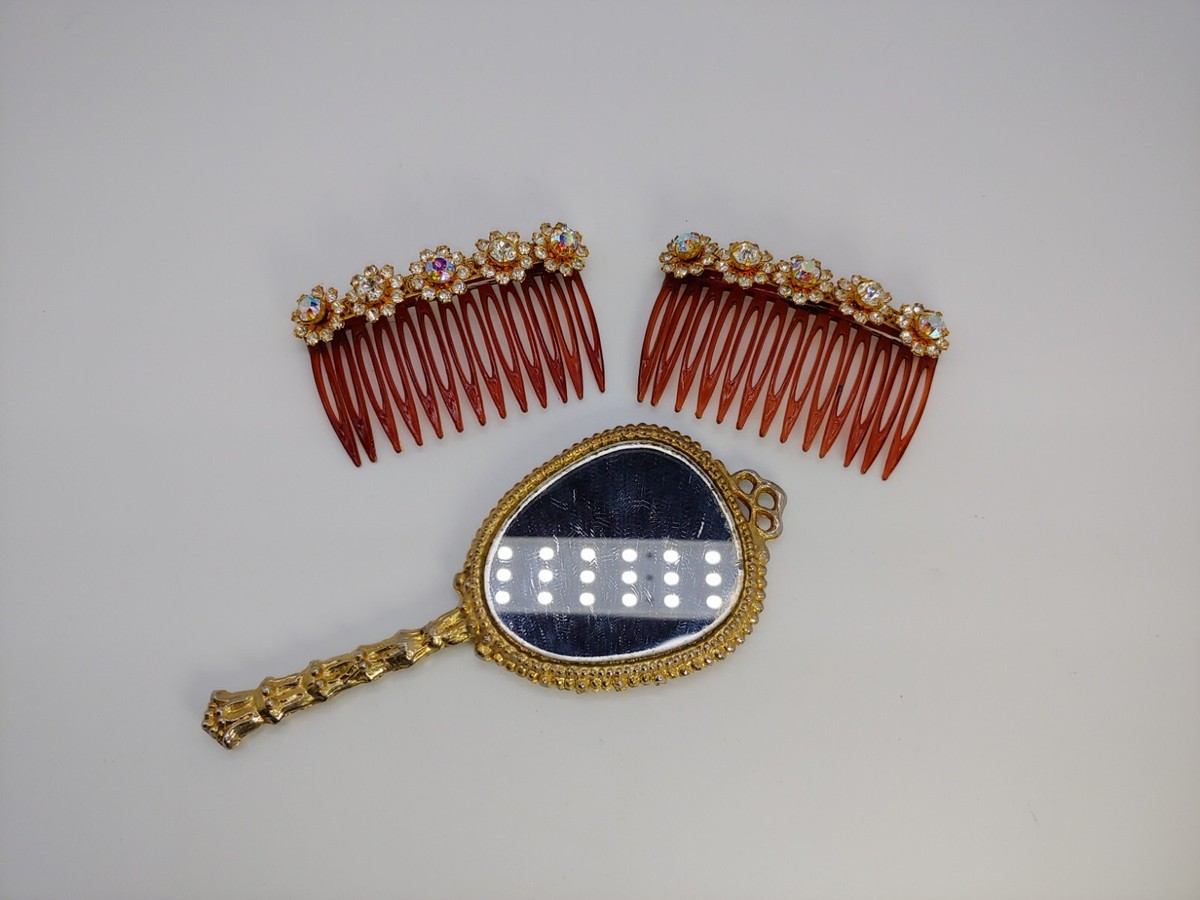 Miriam Haskell Hair Clip Comb Unsigned Old Hand Mirror  display picture 1