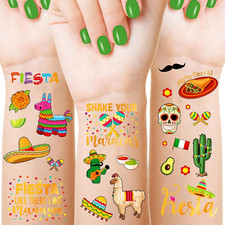 288 Pieces 48 Styles Cinco De Mayo Temporary Tattoo Fiesta Tattoos for Kids Cinc