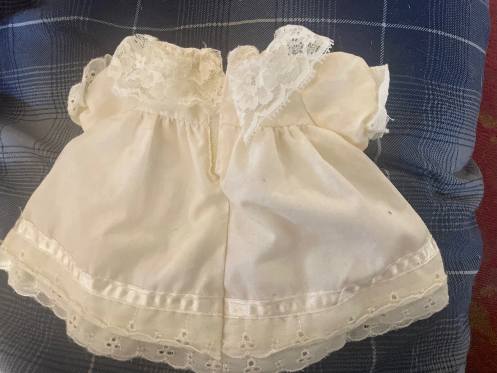 OFF WHITE Vestito bambola bianco sporco lungo 6 5 pollici con nastro di pizzo 6" sul petto