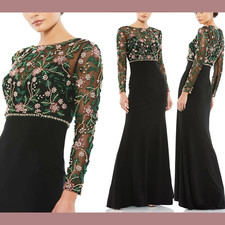 NEW $698 Mac Duggal [ 16 ] 67870 Beaded Illusion High Neck Trumpet Gown G1905