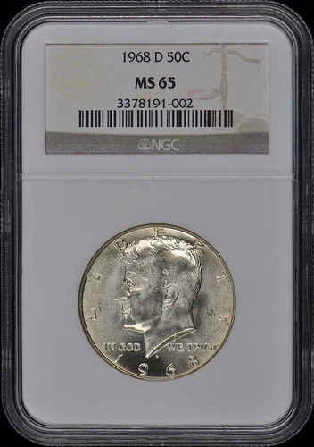 1968 D Kennedy Half Dollar 50C NGC MS65