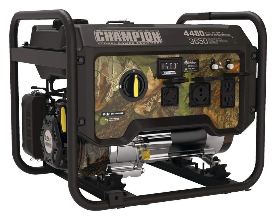 Champion 3650W/4550W Camouflage Portable Generator W/CO Shield