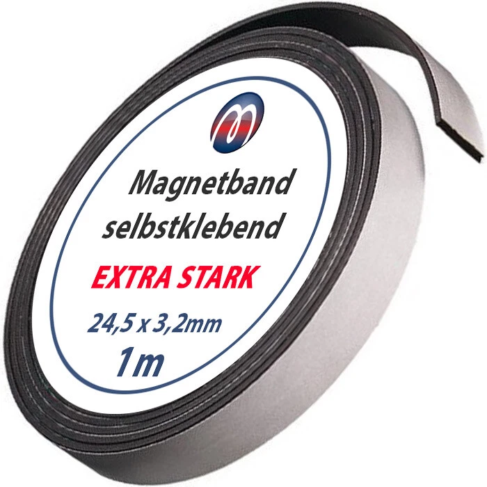 Power-Magnetband Magnetstreifen selbstklebend 3,2mm x 24,5mm x 1m  