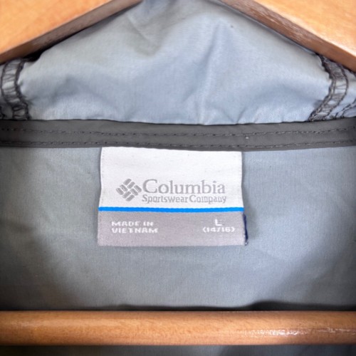 Columbia Windbreaker Jacket Hooded Lightweight Blue Gray Kids Sz Large Packable - Picture 2 of 9