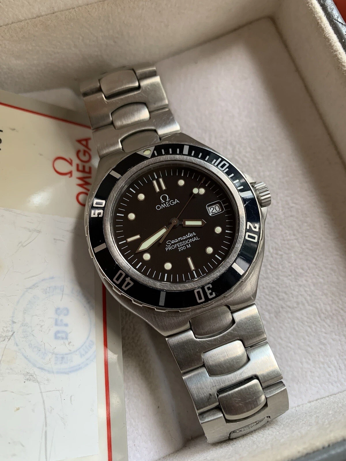 Omega Pre Bond 1994 orologio subacqueo uomo quarzo misura media 396.1062 con scatola e scheda