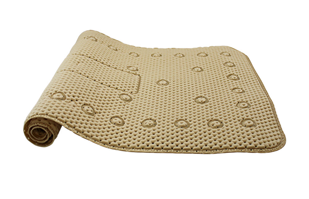 Soft Waffle Sponge Spa Bath Mat Non-Slip Beige for Shower Tub