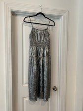 Old Navy Sundress Small Silver On Charcoal Color Midi NWOT Pockets