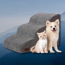 3 Step Ramp Stairs for Sofa Chair NonSlip Sturdy Pet Steps Dogs Cats GREY