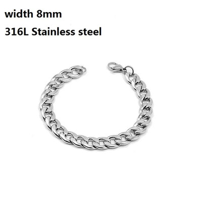 316L Stainless Steel Figaro Cuban Chain Bracelet Vintage for Men Women US