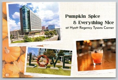 Hyatt Regency Tysons Corner VA, Pumpkin Spice Fall Theme with LOVE Sign Postcard
