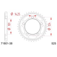 Zahnrad Afam Stahl P525 - Z38 (DIS.71400) Ktm 950 Duke 04/04