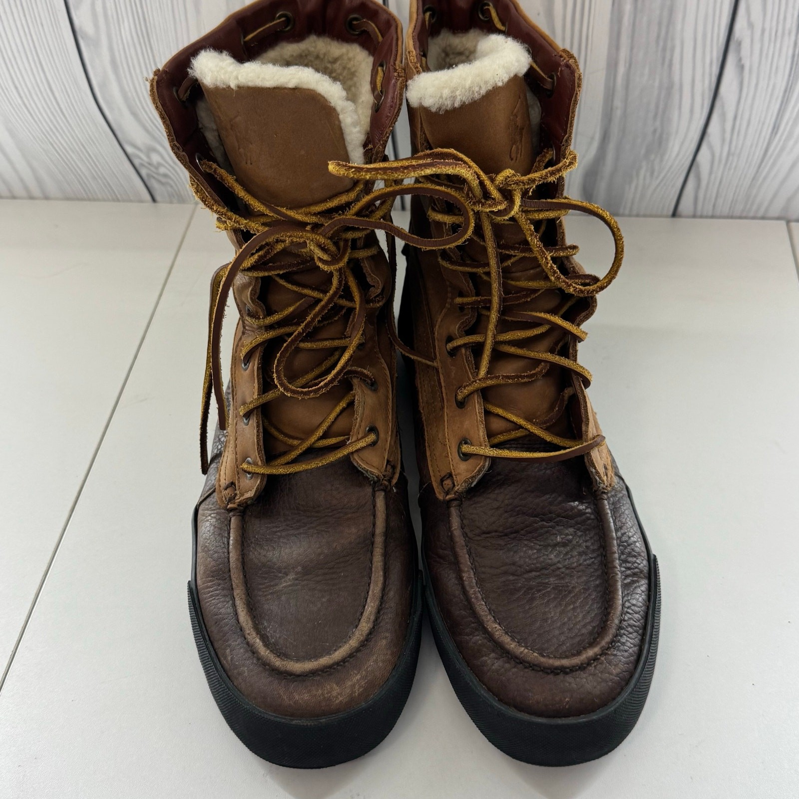 HTF Polo Ralph Lauren Declan Sherling Leather Mid Boot Size 10 image 2