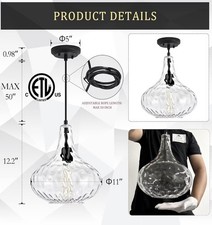 Glass 11 inch Large Pendant Lights for Kitchen Island Blown Glass Pendant Light