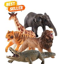 Soft Zoo Animals 7" Large Safari Figurines Toys for Toddlers 3-5  5pcs Reali...
