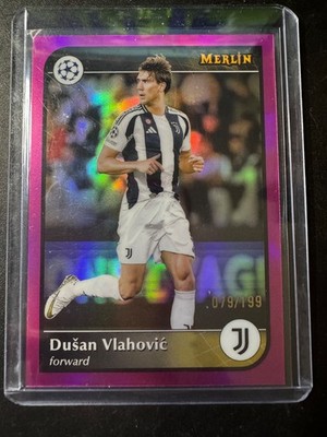 Dusan Vlahovic /199 Pink Refractor Topps Merlin UCC 24/25 Juventus