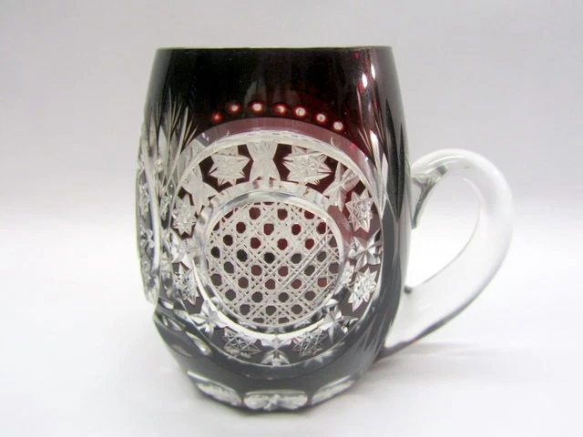 JOSKA Bleikristall Bierkrug Bierglas Bierseidel Glaskrug Überfangglas Schliff - Bild 3 von 4