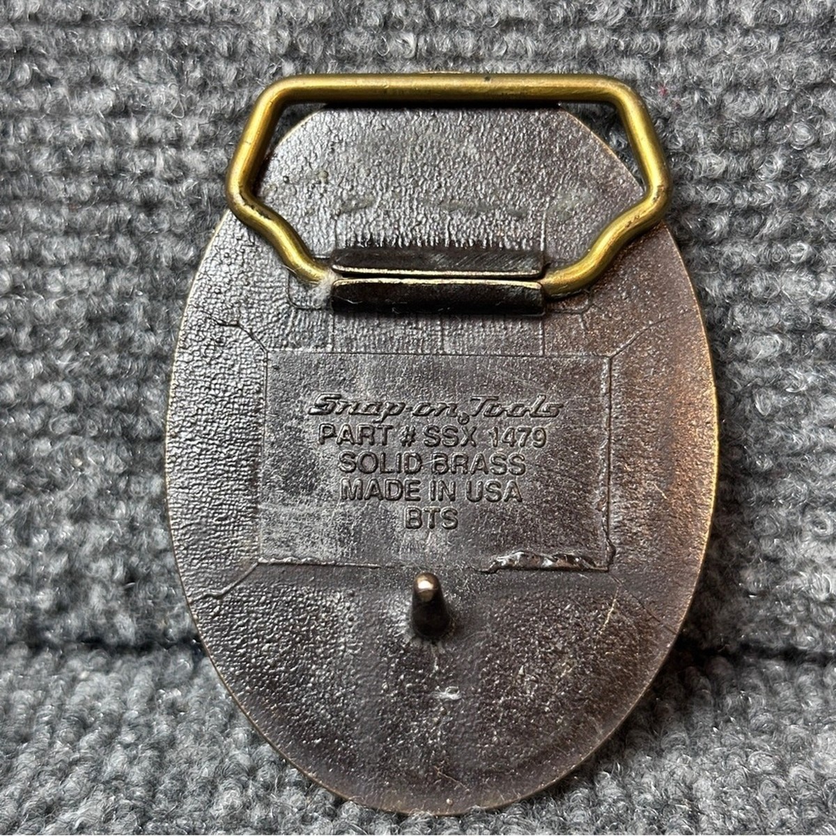 Vintage Snap On Tools 90s brass belt buckle Big Time 2.5”x3” y2k collectible View 3