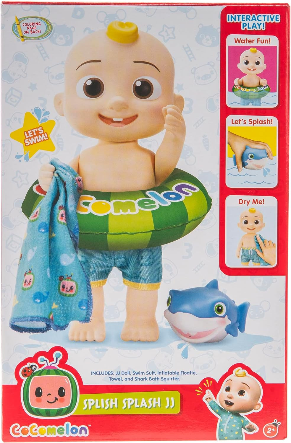 - Splish Splash JJ Doll- with Shark Bath Squirter and Water Accessories Water...