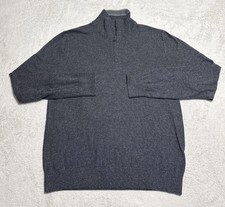 Banana Republic Cotton Cashmere Sweater Men's Medium Gray 1/4 Zip Mock Neck