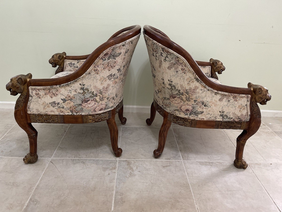 Drexel Heritage Chairs lion head Armrest Rare Vintage Contemporary