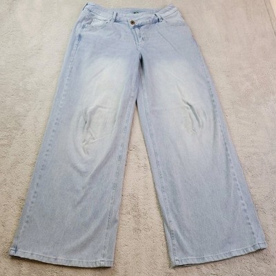 Halara Flex Asymmetric Low Rise Wide Leg Jeans Womens Small Blue Baggy Denim