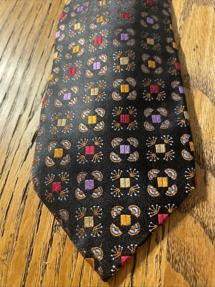 Corbata de seda geométrica gruesa tejida Altea Milano usada en excelente estado para hombre hecha a mano en Italia Foto 2 de 4